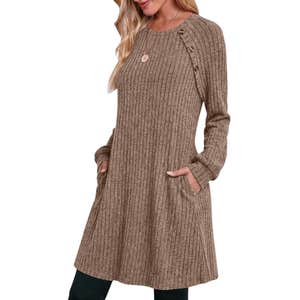 amazon, OFEEFAN Long Sleeve Fall Dress