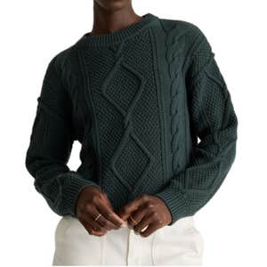 Quince 100% Organic Cotton Cropped Cable Crew Sweater