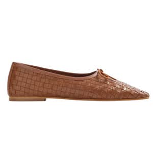 Quince Italian Leather Handwoven Square Toe Ballet Flat
