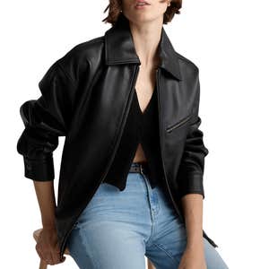 Quince 100% Leather Oversized Bomber Jacket