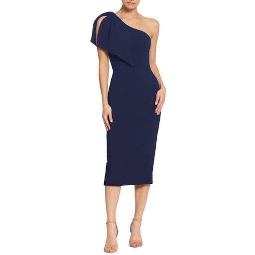 nordstrom, Dress The Population Tiffany One-Shoulder Midi Dress