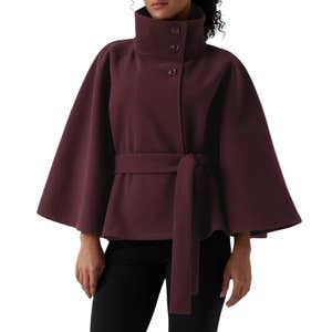 halara, Halara High-neck Long Sleeve Belted Work Cape Coat