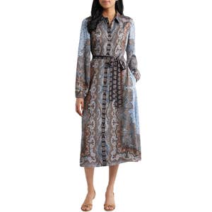 nordstrom, Julia Jordan Mixed Paisley Long Sleeve Midi Shirtdress