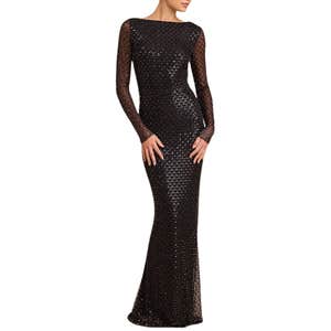 Lulus Jalira Mesh Sequin Backless Maxi Dress