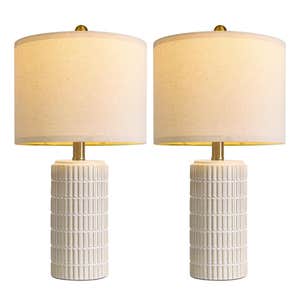 PoKat 20.75" Small Modern Ceramic Table Lamps Set of 2