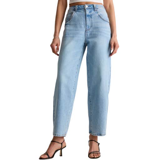 quince, Quince Bella Stretch Barrel Jeans in Cool Blue