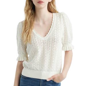nordstrom, PAIGE Haisley Pointelle Stitch Organic Cotton & Silk Blend Sweater