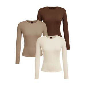 SHEIN EZwear 3pcs Women Solid Color Crew Neck