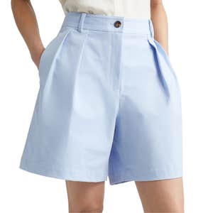 nordstrom, Lafayette 148 New York Park Pleated Techno Stretch Twill Wide Leg Shorts