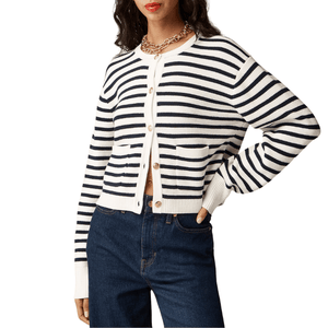 J.Crew New Relaxed Emilie Sweater Lady Jacket In Stripe
