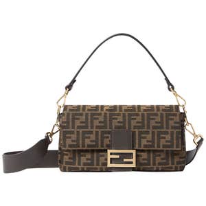 Baguette® Tobacco brown FF jacquard fabric bag