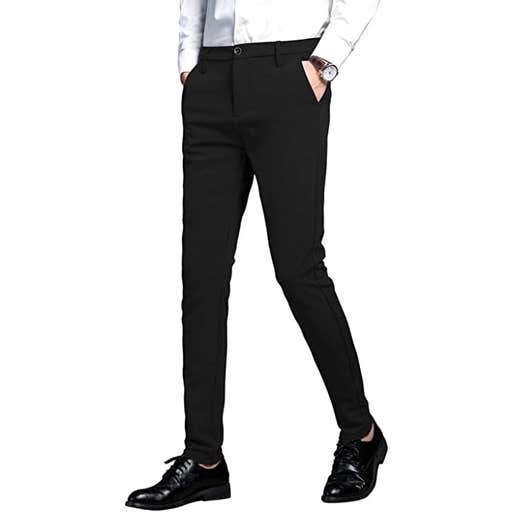 amazon, Plaid&Plain Men's Stretch Slim Fit Dress Pants