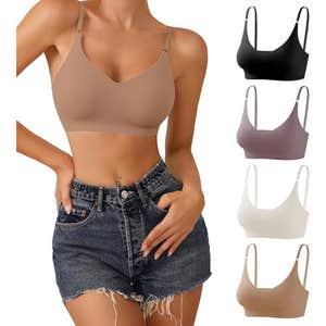 amazon, DEANGELMON V Neck Padded Seamless Bralette