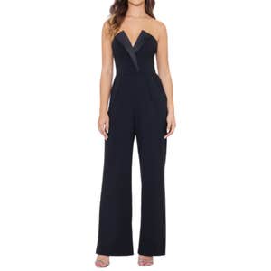 Betsy & Adam Strapless Tuxedo Jumpsuit