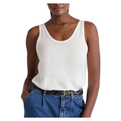 quince, Quince Cotton Modal Double Scoop Neck Tank