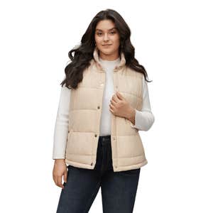 BloomChic Plain Striped Textured Padded Vest