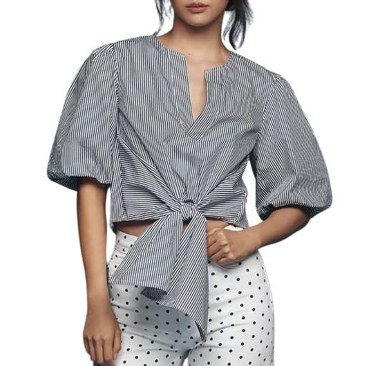 anthropologie, Maeve Short-Sleeve Tie-Front Blouse