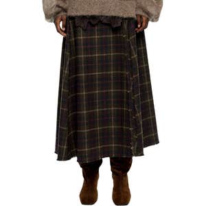 Bimba y Lola Checked Wool Skirt