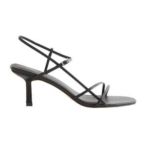 Quince Italian Leather 70mm Strappy Heel in Black