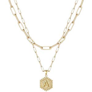 amazon, M MOOHAM Gold Initial Necklace