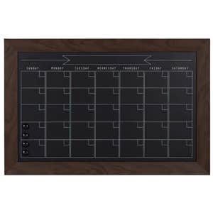 monthly calendar memo board with brown border on white background