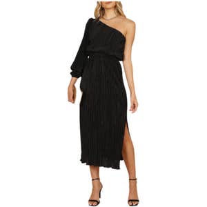Petal & Pup Pontee Plissé One-Shoulder Midi Dress