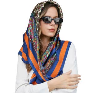 SILKSILKY Pure Silk Bohemian Square Scarf