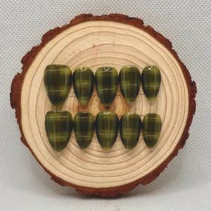 Hand-Painted Green Plaid Press on Nails