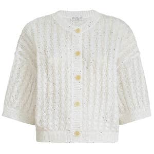 Brunello Cucinelli Linen Dazzling Cable Openwork Cardigan