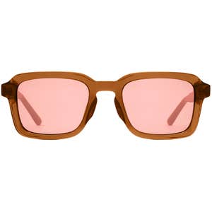 quince, Tulum Polarized Acetate Sunglasses in Clear Spice with Deep Rose lens