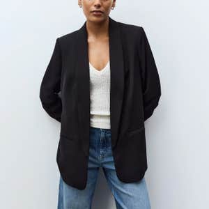 Next Black Relaxed Ruched Sleeve Blazer