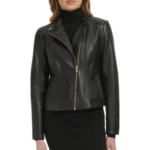 nordstrom, Cole Haan Band Collar Leather Moto Jacket