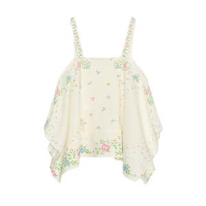 zara, ZARA Floral Print Asymmetric Linen Top
