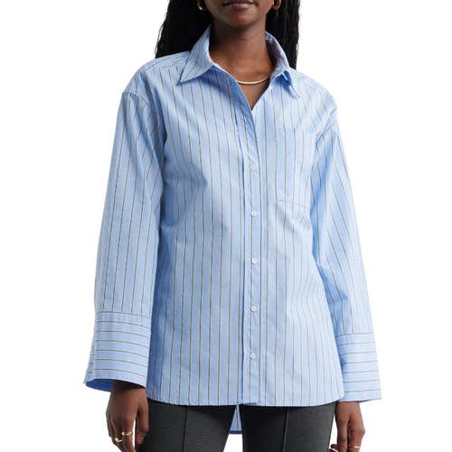 nordstrom, Caslon Stripe Cotton Poplin Button-Up Shirt