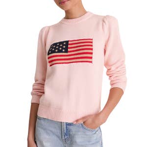 tuckernuck, Tuckernuck Cropped Cotton Puff Sleeve Americana Sweater