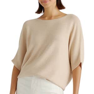 quince, Quince Lightweight Cotton Cashmere Link-Stitch Dolman Sweater