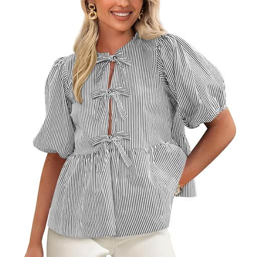 amazon, PrettyGarden Tie Front Shirt