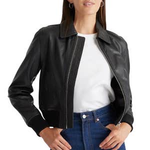 Quince 100% Washed Leather Bomber Jacket