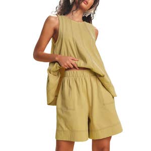 Tomosc Store Tank Top & Shorts Set in Yellow