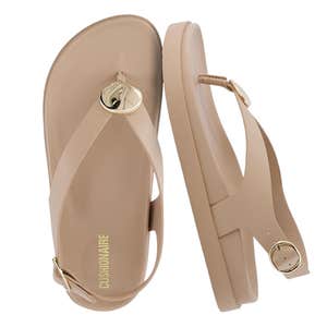CUSHIONAIRE Expo Thong Sandals in Tan