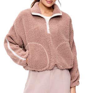 old navy, Old Navy Loose Sherpa Quarter-Zip Pullover