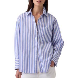 gap, Gap Organic Cotton Poplin Stripe Big Shirt