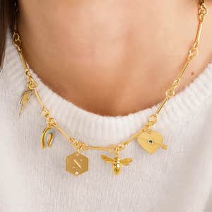Theo Grace Luckiest Charms Necklace in Gold Plating