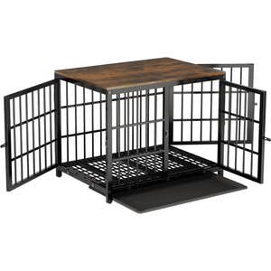 BingoPaw Wooden 3-Door Furniture Style Dog & Cat Crate End Table with Removable Tray