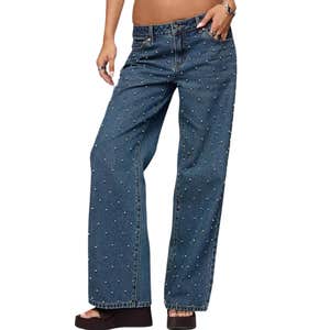 Edikted Women's Esmay Studded Low Rise Jeans