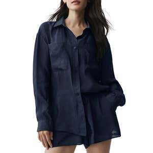 alo yoga, Alo Yoga Semi-Sheer Golden Hour Button Down Long Sleeve