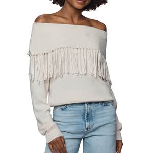 Splendid Simone Fringe Off the Shoulder Sweater