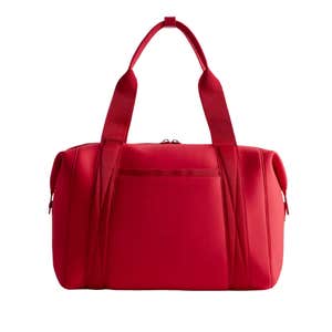 quince all-day neoprene duffle bag in ruby red