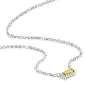 Theo Grace Rayna Birthstone Baguette Necklace in Silver