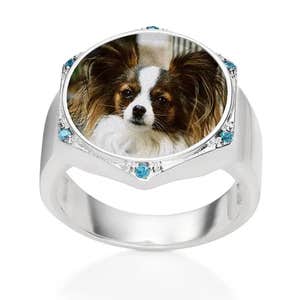 Theo Grace Coco Hexagon Photo Ring in Silver